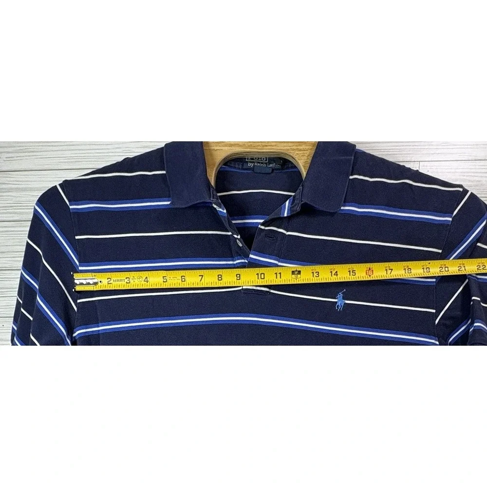 Polo‎ Ralph Lauren Men's Polo Golf Shirt Sz 2XL Navy Blue WithWhite Stripes